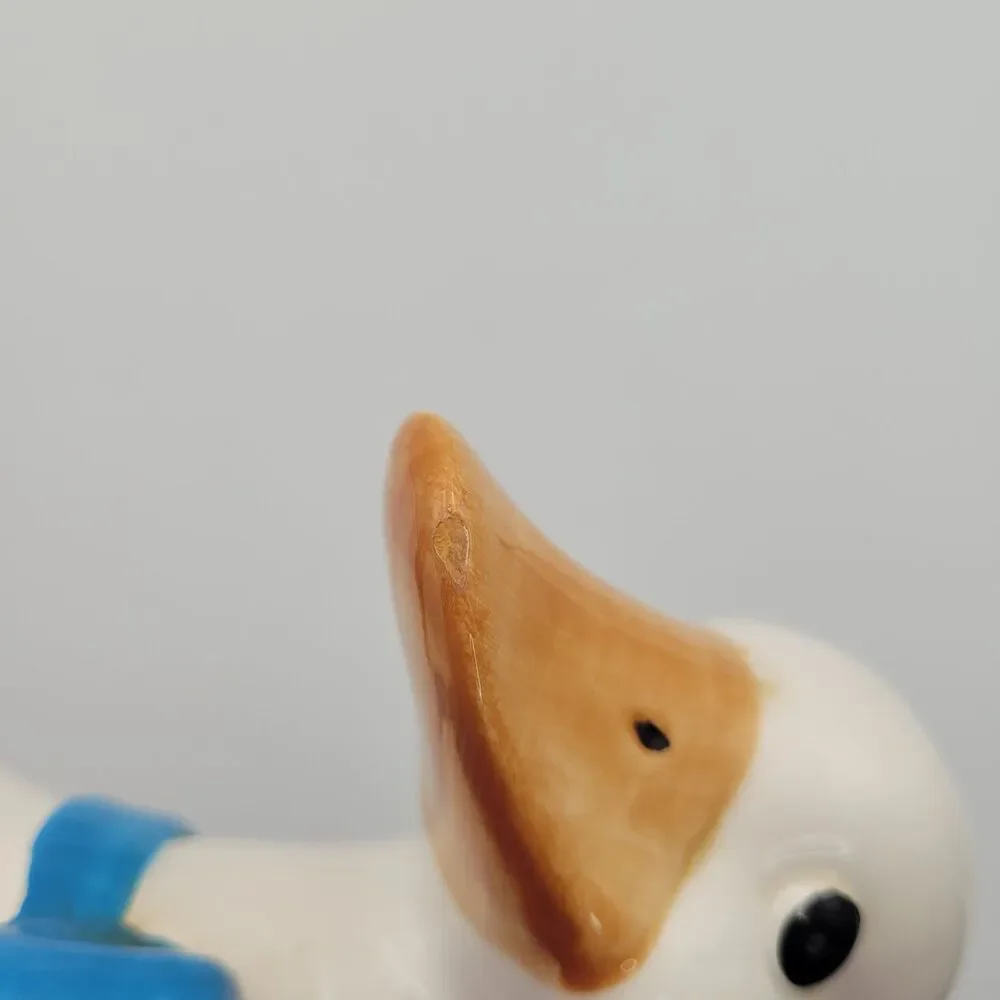 VTG White Goose Blue Bow Cookie Jar Cottage Farmhouse Country Granny 80s Kitchen